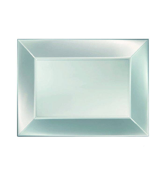 Tacki Plastikowe Srebro Nice Pearl PP 280x190mm (240 Sztuk) Tacki Plastikowe Srebro Nice Pearl PP 280x190mm (240 Sztuk)