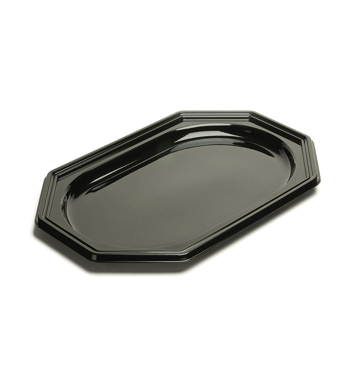 Tacki Plastikowe Ośmioboczny Czarni 27x19 cm (50 Sztuk) Tacki Plastikowe Ośmioboczny Czarni 27x19 cm (50 Sztuk)