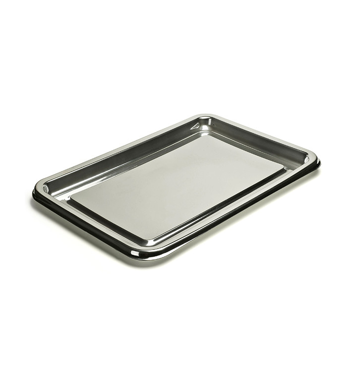 Tacki Plastikowe Prostokątny Srebro 55X37 cm (5 Sztuk) Tacki Plastikowe Prostokątny Srebro 55X37 cm (5 Sztuk)