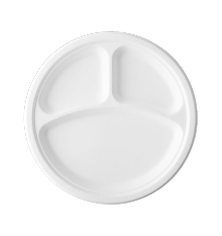 Talerz Trzciny Cukrowej 3C Białe Ø260mm (50 Sztuk) Talerz Trzciny Cukrowej 3C Białe Ø260mm (50 Sztuk)