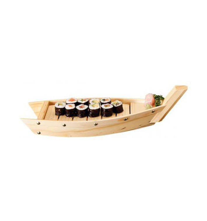 Tacki Barco na Sushi Drewniane 44x13x11cm (1 Sztuk) Tacki Barco na Sushi Drewniane 44x13x11cm (1 Sztuk)