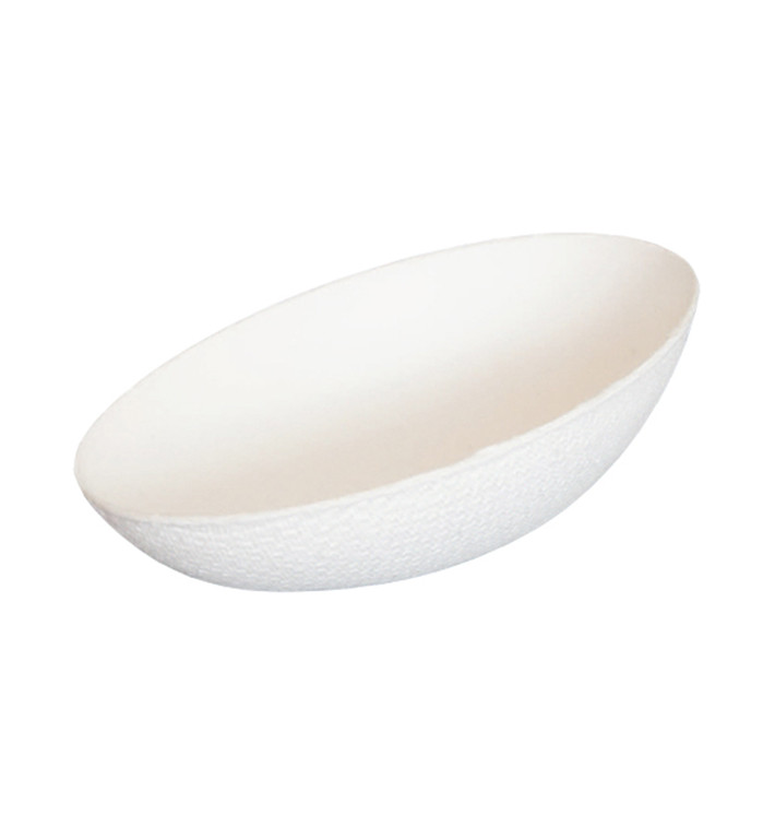 Mini Talerz Trzciny Cukrowej Owal Białe 8x5cm (500 Sztuk) Mini Talerz Trzciny Cukrowej Owal Białe 8x5cm (500 Sztuk)