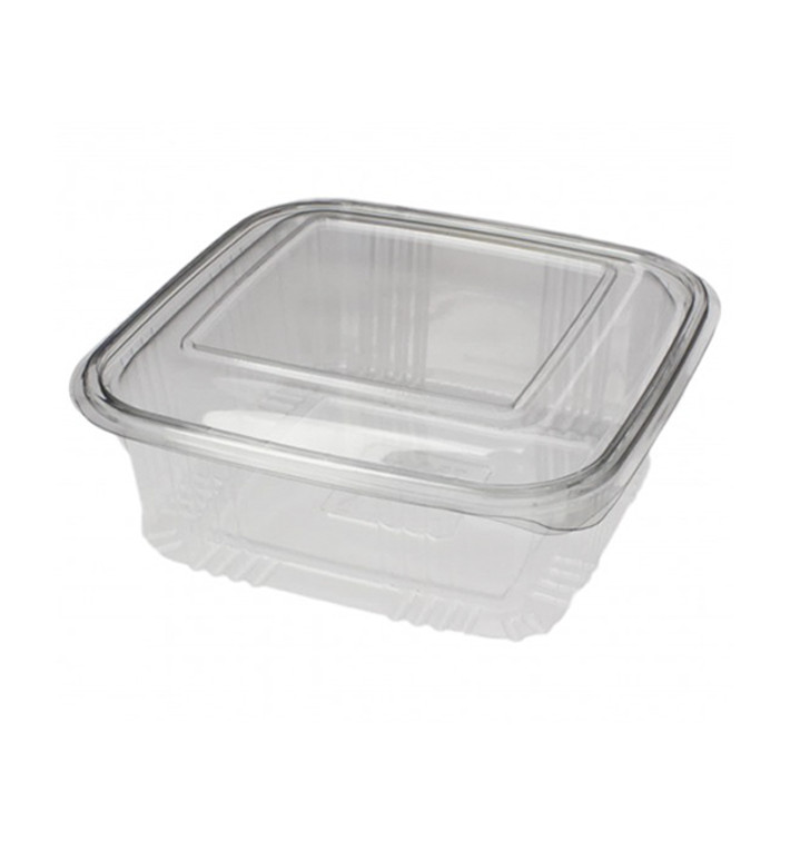 Miski Kwadrat Pokrywka do Zawiasie PET 750ml (100 Sztuk) Miski Kwadrat Pokrywka do Zawiasie PET 750ml (100 Sztuk)