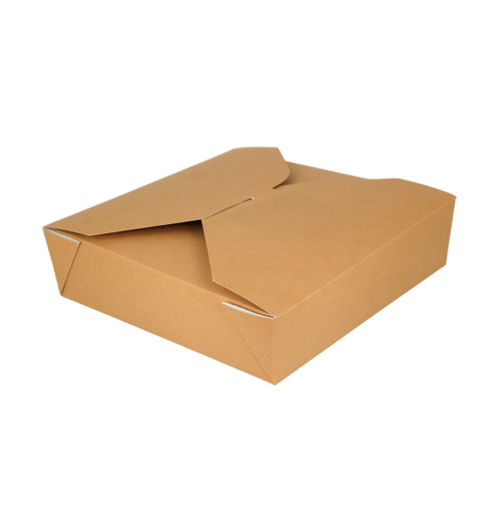 Paper Take-out Container "American" Natural 21,7x21,7x6cm 2910ml (140 Units) Paper Take-out Container "American" Natural 21,7x21,7x6cm 2910ml (140 Units)