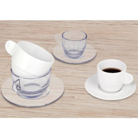 Talerz Wielokrotnego Użytku SAN dla Filiżanki “Espresso” Białe 80ml (36 Sztuk)