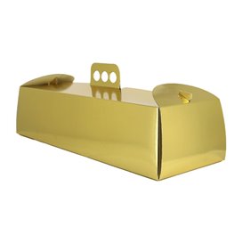 Pudełka na Wynos Kartonowe Metaluizowane Złote Wąskie 16x44x10,5 cm (50 Sztuk)