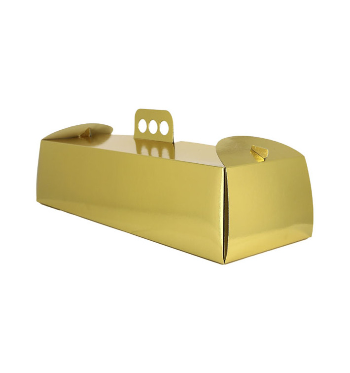 Pudełka na Wynos Kartonowe Metaluizowane Złote Wąskie 16x44x10,5 cm (50 Sztuk) Pudełka na Wynos Kartonowe Metaluizowane Złote Wąskie 16x44x10,5 cm (50 Sztuk)