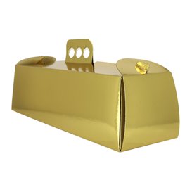 Pudełka na Wynos Papierowe Metaluizowane Złote Wąskie 12x38,5x10,5 cm (50 Sztuk)