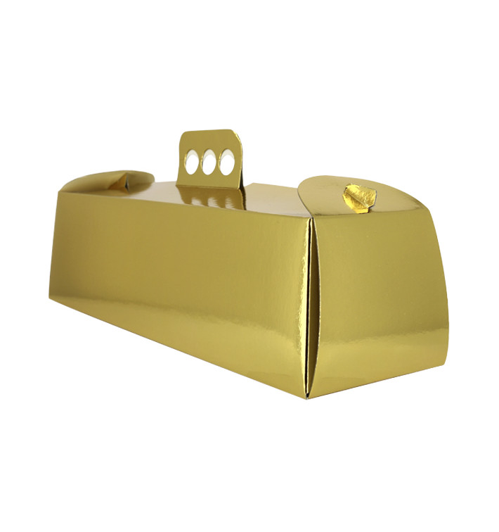 Pudełka na Wynos Papierowe Metaluizowane Złote Wąskie 12x38,5x10,5 cm (50 Sztuk) Pudełka na Wynos Papierowe Metaluizowane Złote Wąskie 12x38,5x10,5 cm (50 Sztuk)