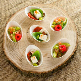 Mini Talerz Trzciny Cukrowej Owal Białe 8x5cm (50 Sztuk)