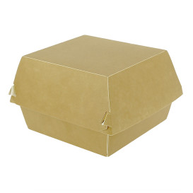 Opakowania Pudełka Burger XXL Kartonowe Kraft Podwójnym Zamknięciem 13x13x9cm (400 Sztuk)