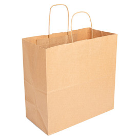 Torby Papierowe Kraft Brązowe z Uchwytami 90g 32+16x31 cm (50 Sztuk)