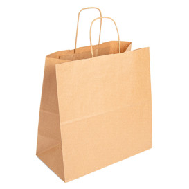 Torby Papierowe Kraft Brązowe z Uchwytami 90g 32+16x31 cm (50 Sztuk)