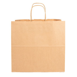 Torby Papierowe Kraft Brązowe z Uchwytami 90g 32+16x31 cm (50 Sztuk)