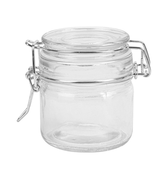 Glass Jar Snackholder Airtight 80 ml Ø6x7cm (24 Units) Glass Jar Snackholder Airtight 80 ml Ø6x7cm (24 Units)
