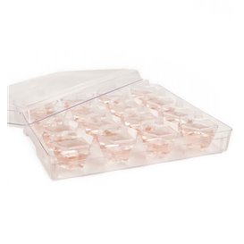 Plastic Tray PS + 16 Bowl Kit with Lid Hexagon Shape Clear (12 Units)