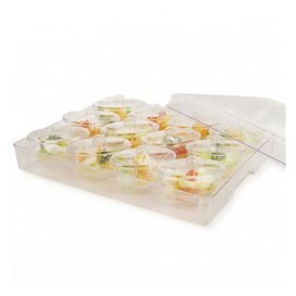 Plastic Tray PS + 12 Bowl Kit with Lid Oval Shape Clear (1 Unit)