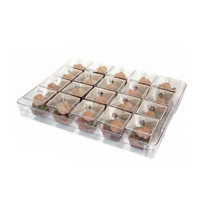 Plastic Tray PS + 20 Bowl Kit with Lid Round Shape Clear (12 Units)