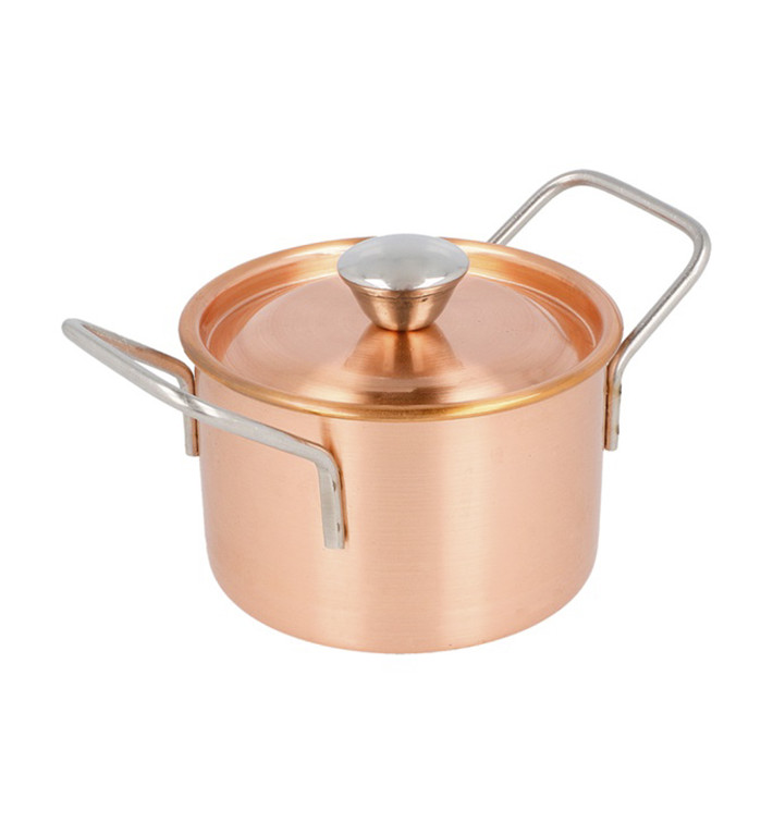 Mini Garnek Snackholder z Pokrywką Stal Miedziane Ø9x6cm (6 Sztuk) Mini Garnek Snackholder z Pokrywką Stal Miedziane Ø9x6cm (6 Sztuk)