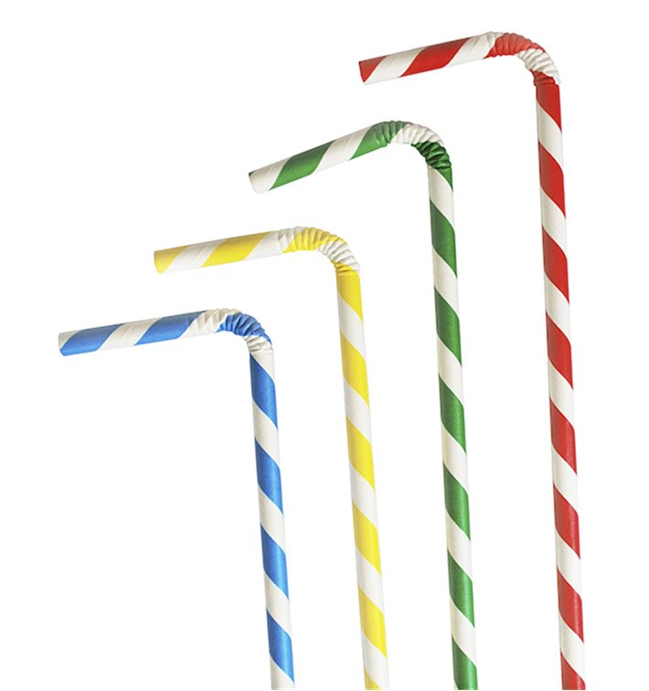 Słomki Elastyczny Papierowe Asortyment Ø6mm 23cm (250 Sztuk) Słomki Elastyczny Papierowe Asortyment Ø6mm 23cm (250 Sztuk)