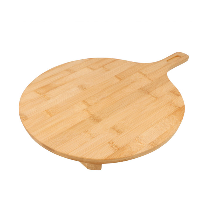 Tacki Okrągłe z Uchwytami Bambusowe Ø29x2,5cm (1 Sztuk) Tacki Okrągłe z Uchwytami Bambusowe Ø29x2,5cm (1 Sztuk)