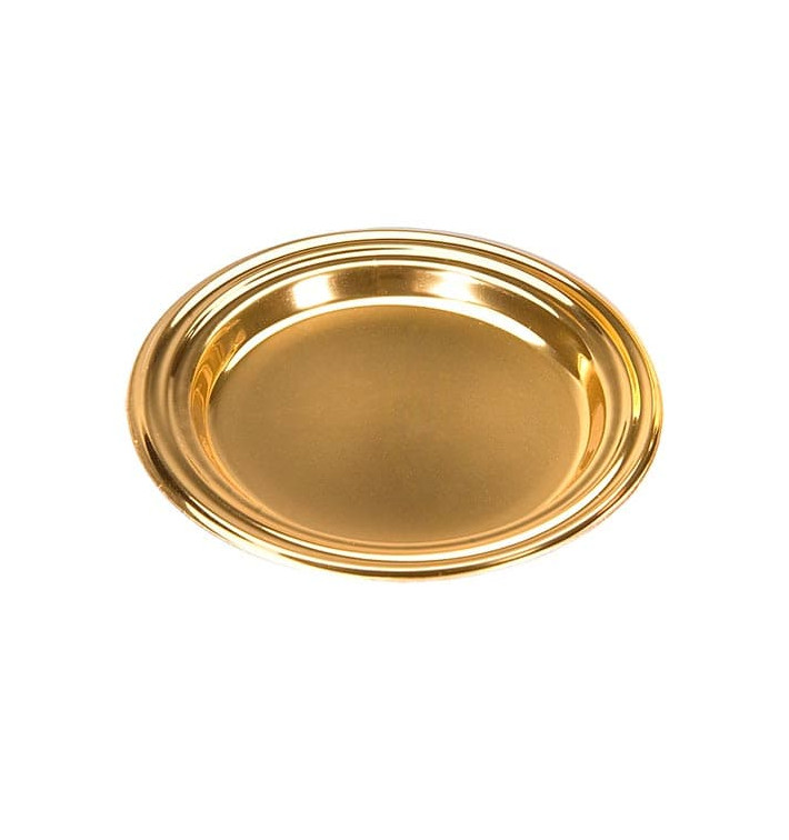 Plastic Tasting Mini Plate PS Dessert Round shape Gold 8 cm Plastic Tasting Mini Plate PS Dessert Round shape Gold 8 cm