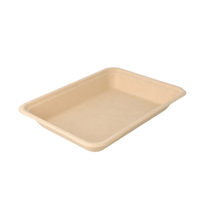 Tacki Trzciny Cukrowej Naturalne 196x147x27mm (50 Sztuk) Tacki Trzciny Cukrowej Naturalne 196x147x27mm (50 Sztuk)