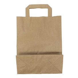 Torby Papierowe Kraft z Płaską Rączką 80g/m² 22+10x28cm (50 Sztuk)