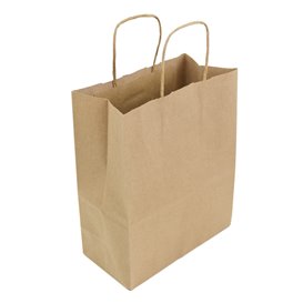 Torby Papierowe Kraft z Płaską Rączką 80g/m² 22+10x28cm (50 Sztuk)