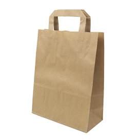 Torby Papierowe Kraft z Płaską Rączką 80g/m² 22+10x28cm (50 Sztuk)