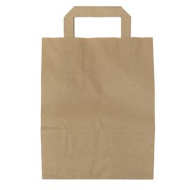 Torby Papierowe Kraft z Płaską Rączką 80g/m² 22+10x28cm (50 Sztuk)