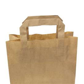 Torby Papierowe Kraft z Płaską Rączką 80g/m² 22+10x28cm (50 Sztuk)