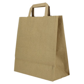 Torby Papierowe Kraft z Płaską Rączką 80g/m² 26+14x29cm (50 Sztuk)