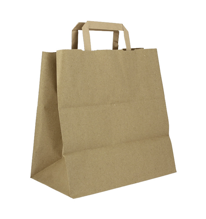 Torby Papierowe Kraft z Płaską Rączką 80g/m² 28+17x29cm (250 Sztuk) Torby Papierowe Kraft z Płaską Rączką 80g/m² 28+17x29cm (250 Sztuk)