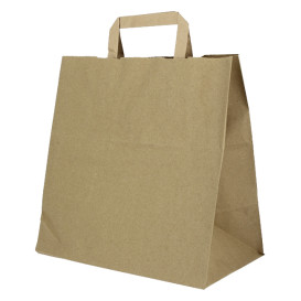 Torby Papierowe Kraft z Płaską Rączką 80g/m² 28+17x29cm (250 Sztuk)