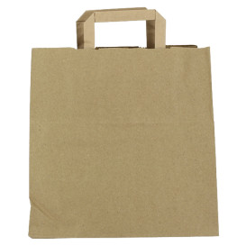 Torby Papierowe Kraft z Płaską Rączką 80g/m² 28+17x29cm (250 Sztuk)
