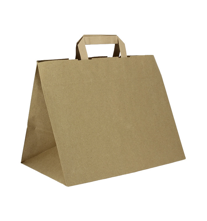 Torby Papierowe Kraft z Płaską Rączką 80g/m² 32+21x26cm (50 Sztuk) Torby Papierowe Kraft z Płaską Rączką 80g/m² 32+21x26cm (50 Sztuk)