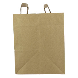 Torby Papierowe Kraft z Płaską Rączką 80g/m² 32+21x26cm (50 Sztuk)