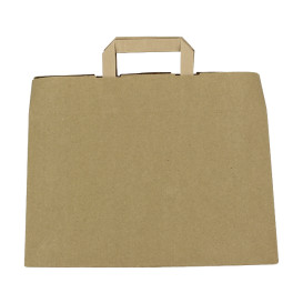 Torby Papierowe Kraft z Płaską Rączką 80g/m² 32+21x26cm (50 Sztuk)