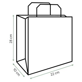 Torby Papierowe Kraft z Płaską Rączką 80g/m² 22+10x28cm (50 Sztuk)