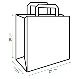 Torby Papierowe Kraft z Płaską Rączką 80g/m² 22+10x28cm (50 Sztuk)