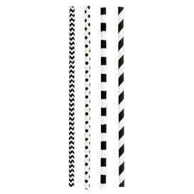 Słomki Prosto Papierowe Asortyment Czarni Ø6mm 20cm (3000 Sztuk)