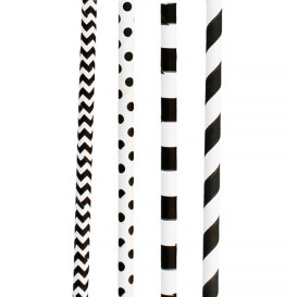 Słomki Prosto Papierowe Asortyment Czarni Ø6mm 20cm (3000 Sztuk)