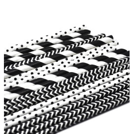 Słomki Prosto Papierowe Asortyment Czarni Ø6mm 20cm (3000 Sztuk)