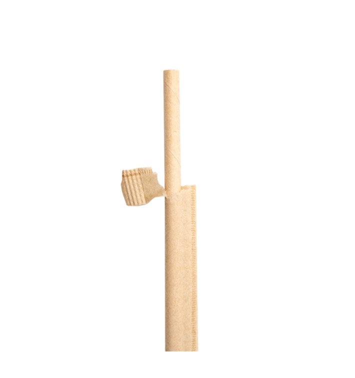 Słomki Prosto Papierowe Naturalne w Papierku Kraft Ø6mm 21cm (250 Sztuk) Słomki Prosto Papierowe Naturalne w Papierku Kraft Ø6mm 21cm (250 Sztuk)