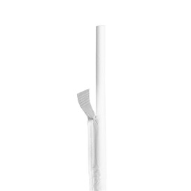 Słomki Prosto Papierowe Białe w Papierku Białe Ø6mm 21cm (6000 Sztuk)