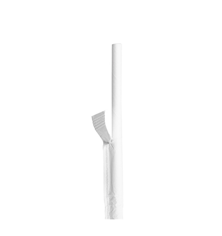 Słomki Prosto Papierowe Białe w Papierku Białe Ø6mm 21cm (6000 Sztuk) Słomki Prosto Papierowe Białe w Papierku Białe Ø6mm 21cm (6000 Sztuk)