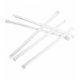Słomki Prosto Papierowe Białe w Papierku Białe Ø6mm 21cm (6000 Sztuk)