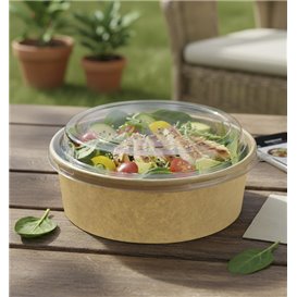 Miski Papierowe Kraft-Kraft + Pokrywką RPET 33Oz/1000ml (100 Sztuk)