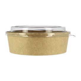 Miski Papierowe Kraft-Kraft + Pokrywką RPET 33Oz/1000ml (100 Sztuk)